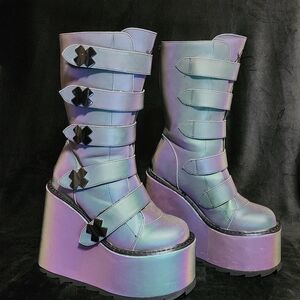 Iridescent Platform Boots